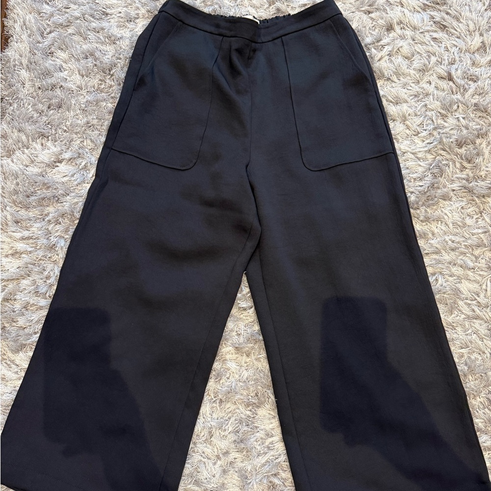 Wilfred Wide Leg Black Patch Pocket Pants